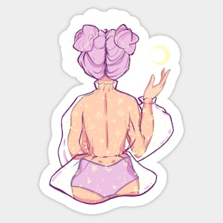 Purple Moon Girl Sticker